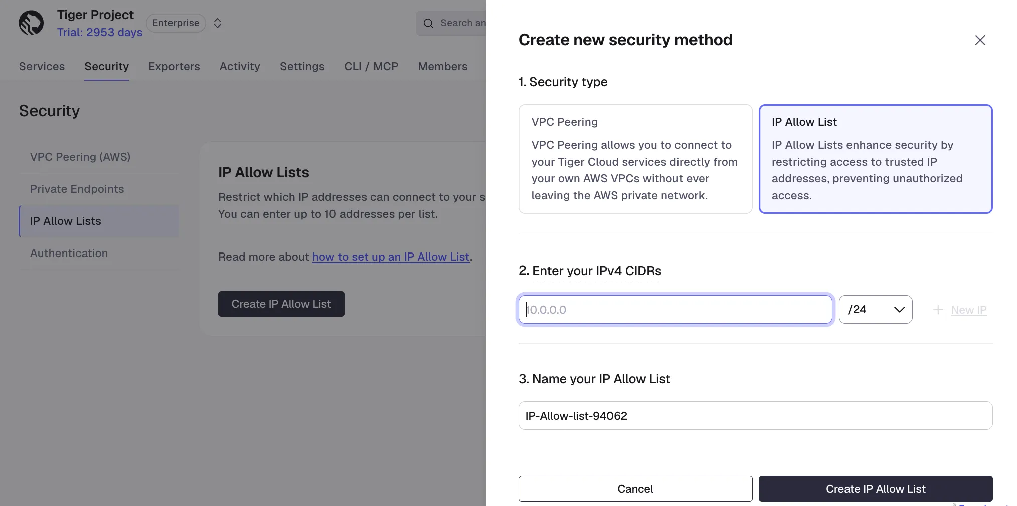 Add IP addresses to allow list