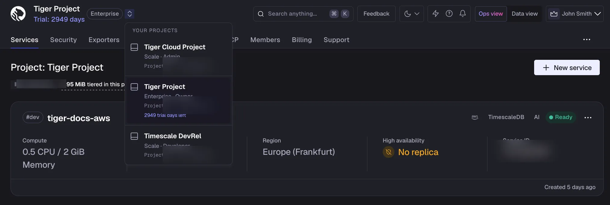 Change project in Console