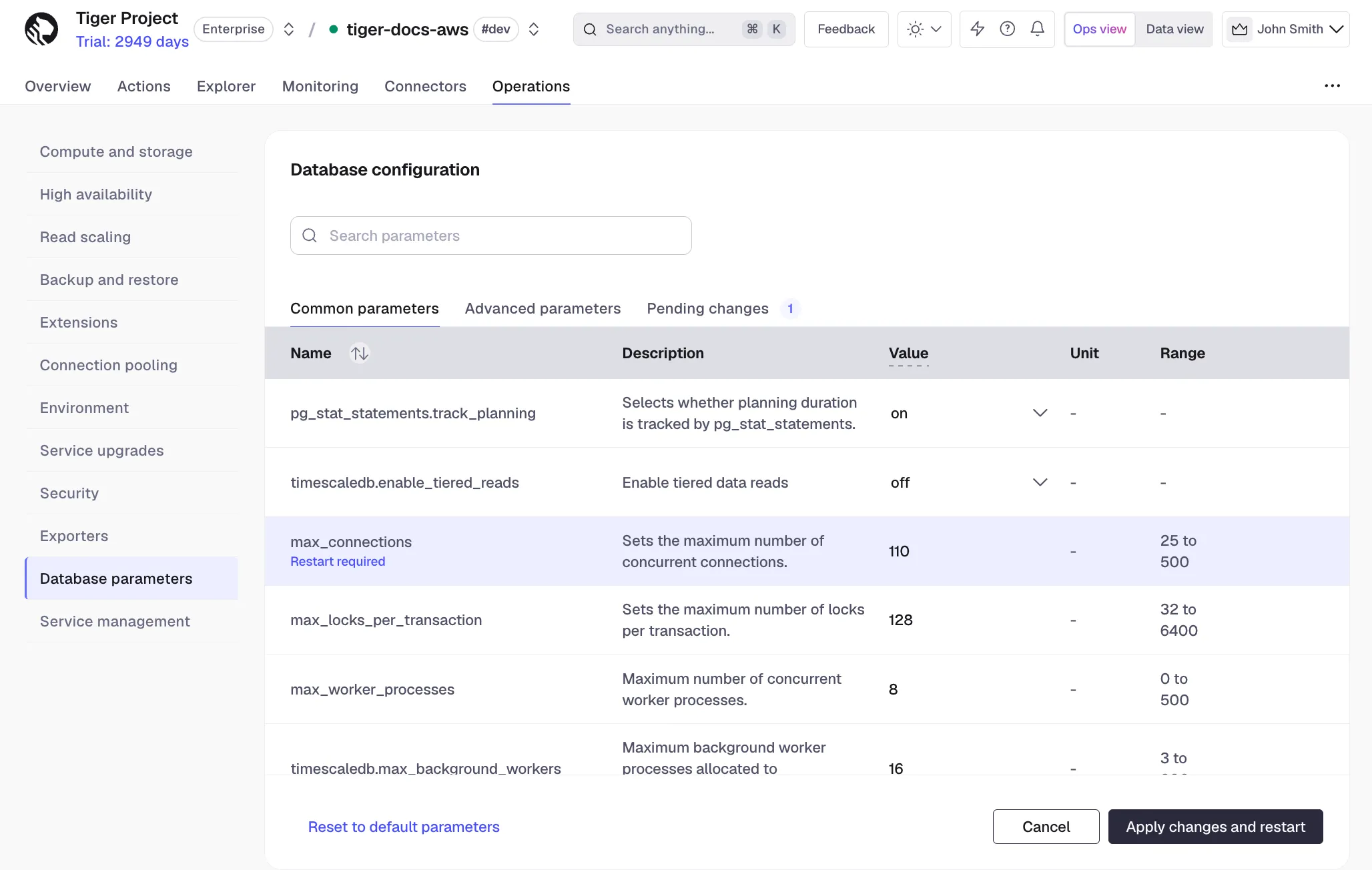 Change Tiger Cloud configuration parameters